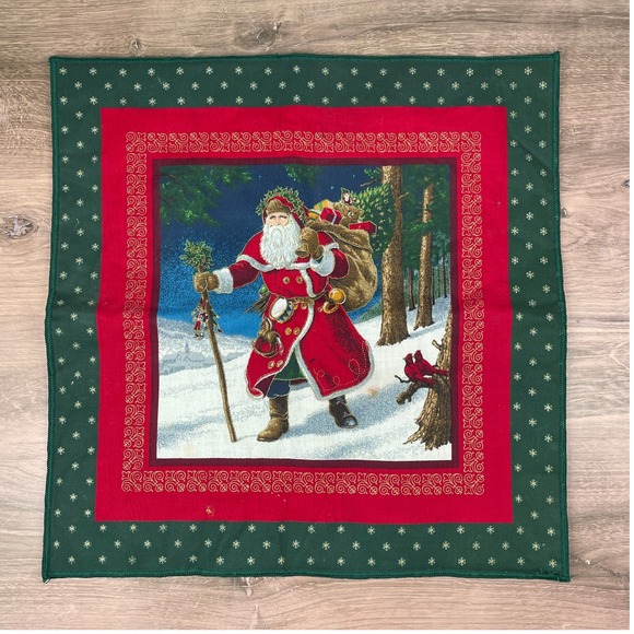 Victorian Santa Placemat Table Runner Holiday Christmas Green Red USA Made Decor - Picture 1 of 5